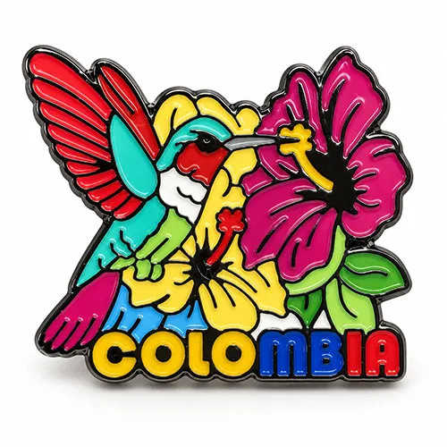 Imán Metálico Colibrí Tropical Colombia 4,5 cm